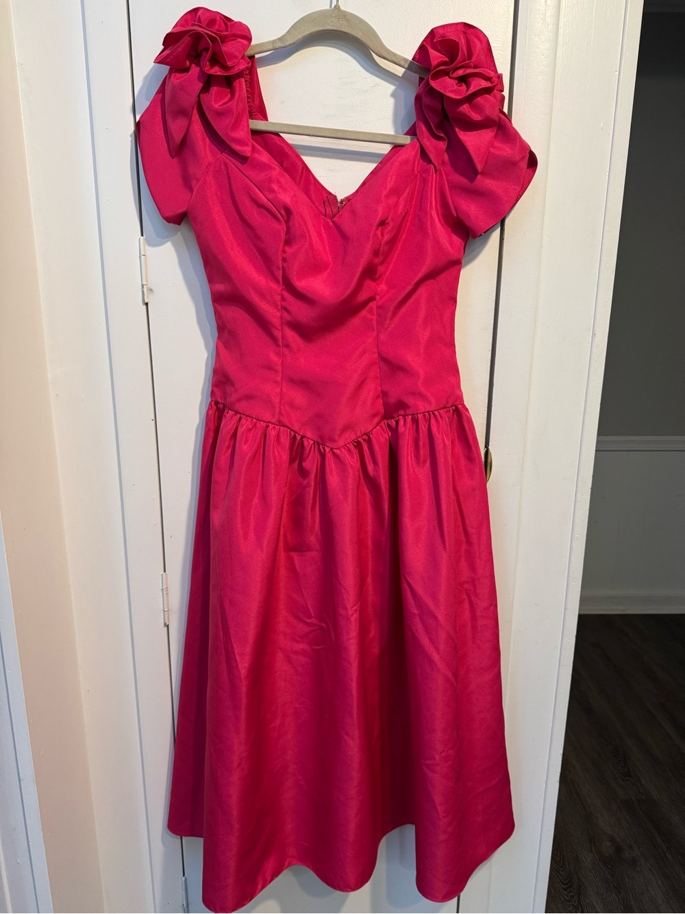 Bianchi Vintage Basque Waist Flower Sleeves Pink dress Size 10 8